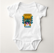 Cargar imagen en el visor de la galería, Mameluco de algodón  con diseño colorido, original y muy mexicano. Dios Tlaloc