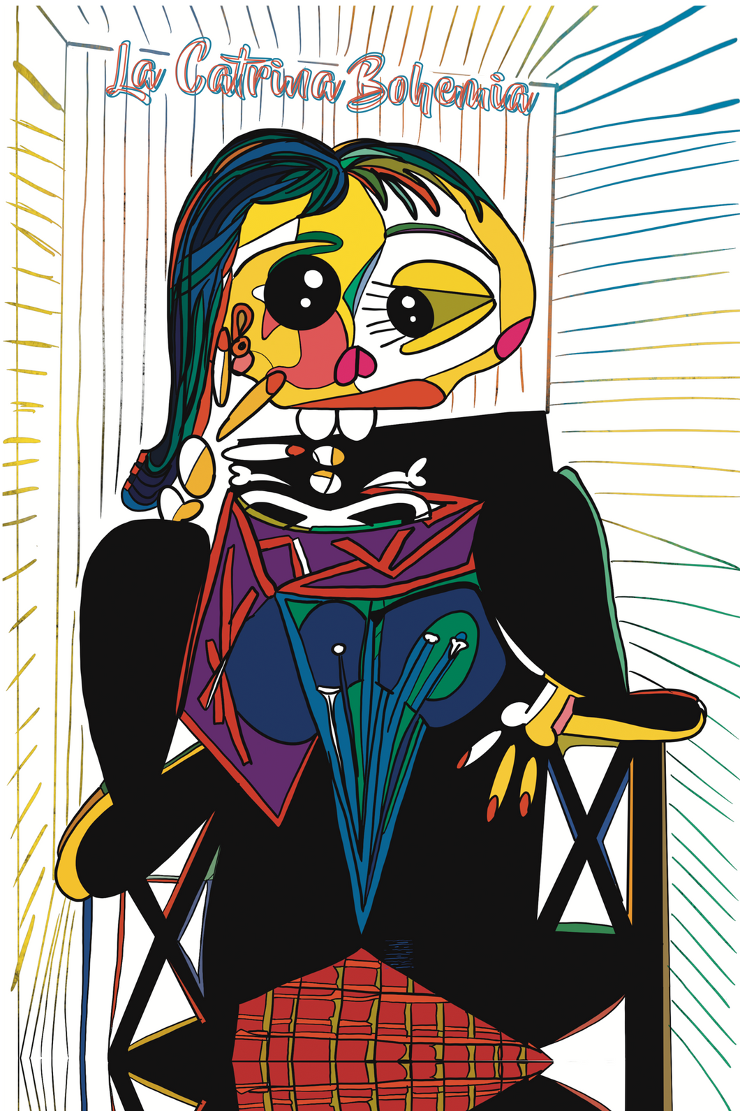 Portrait de Dora Maar Printed board  masterpiece reinterpretation version La Catrina Bohemia